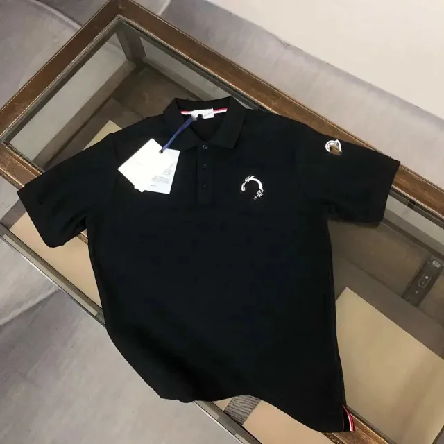 Moncler T-Shirts Short-Sleeve Polo Shirt with Contrast Trim and Logo Patches product detail image 8