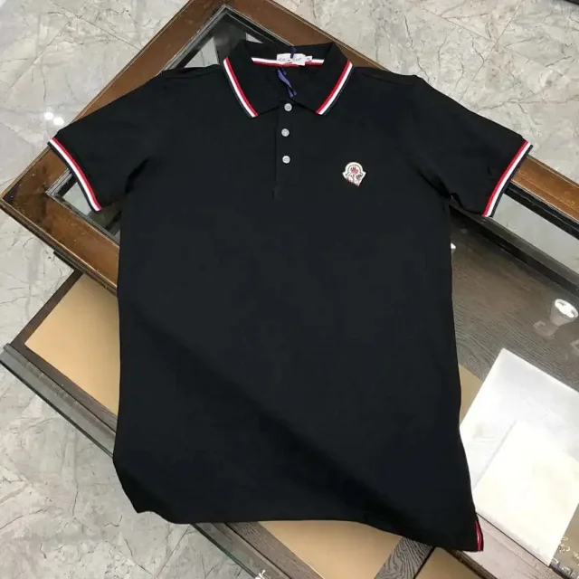 Moncler T-Shirts Short-Sleeve Polo Shirt with Contrast Trim and Logo Patches product detail image 11