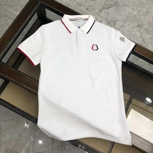 Moncler T-Shirts Short-Sleeve Polo Shirt with Contrast Trim and Logo Patches product detail image 1