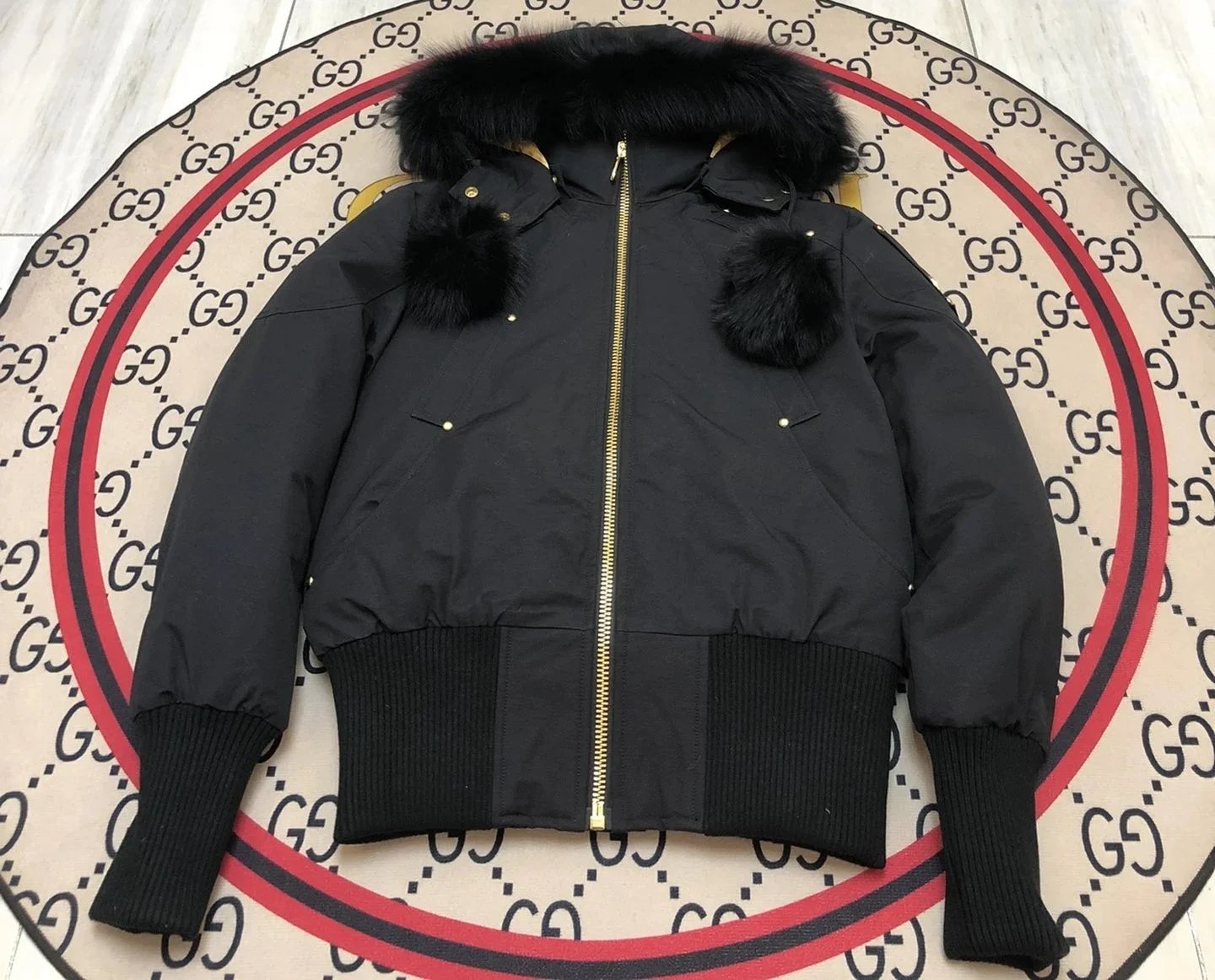 Moose Knuckles Down Jackets Fur-trim hood long parka with pom-pom details — 09