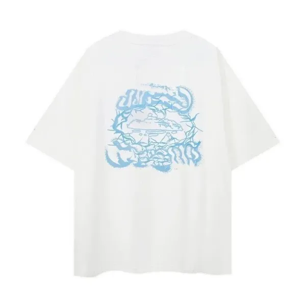 Design Graphic Print Oversized T-Shirt White - 1
