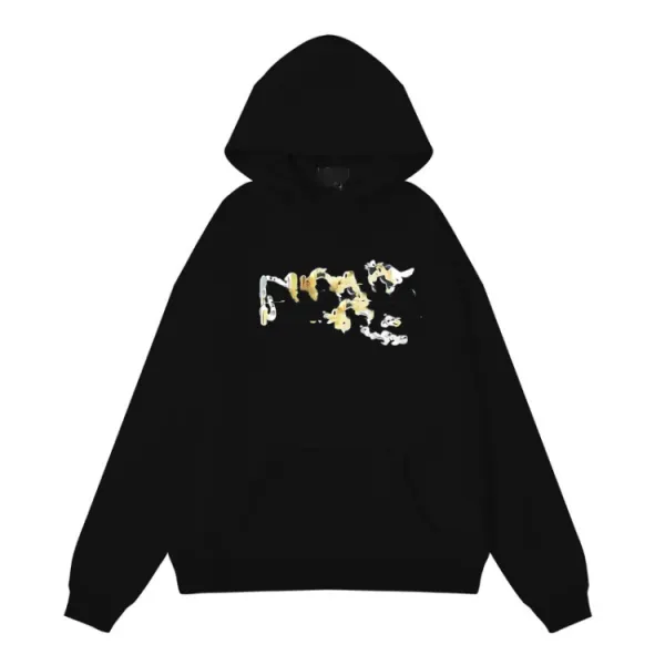 Design Abstract Print Black Hoodie - 1