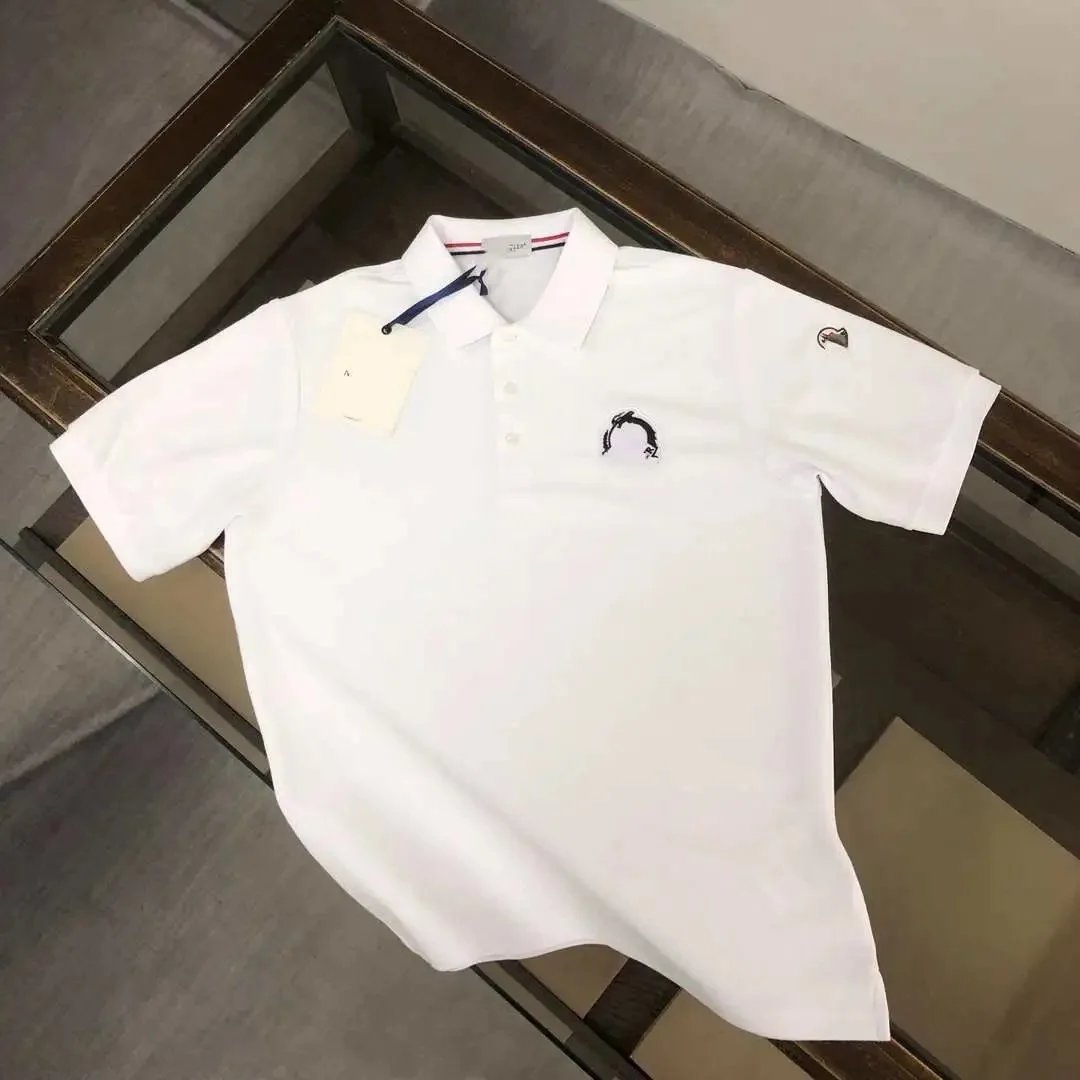 Moncler Polo White Embroidered Logo Polo Polo Shirt