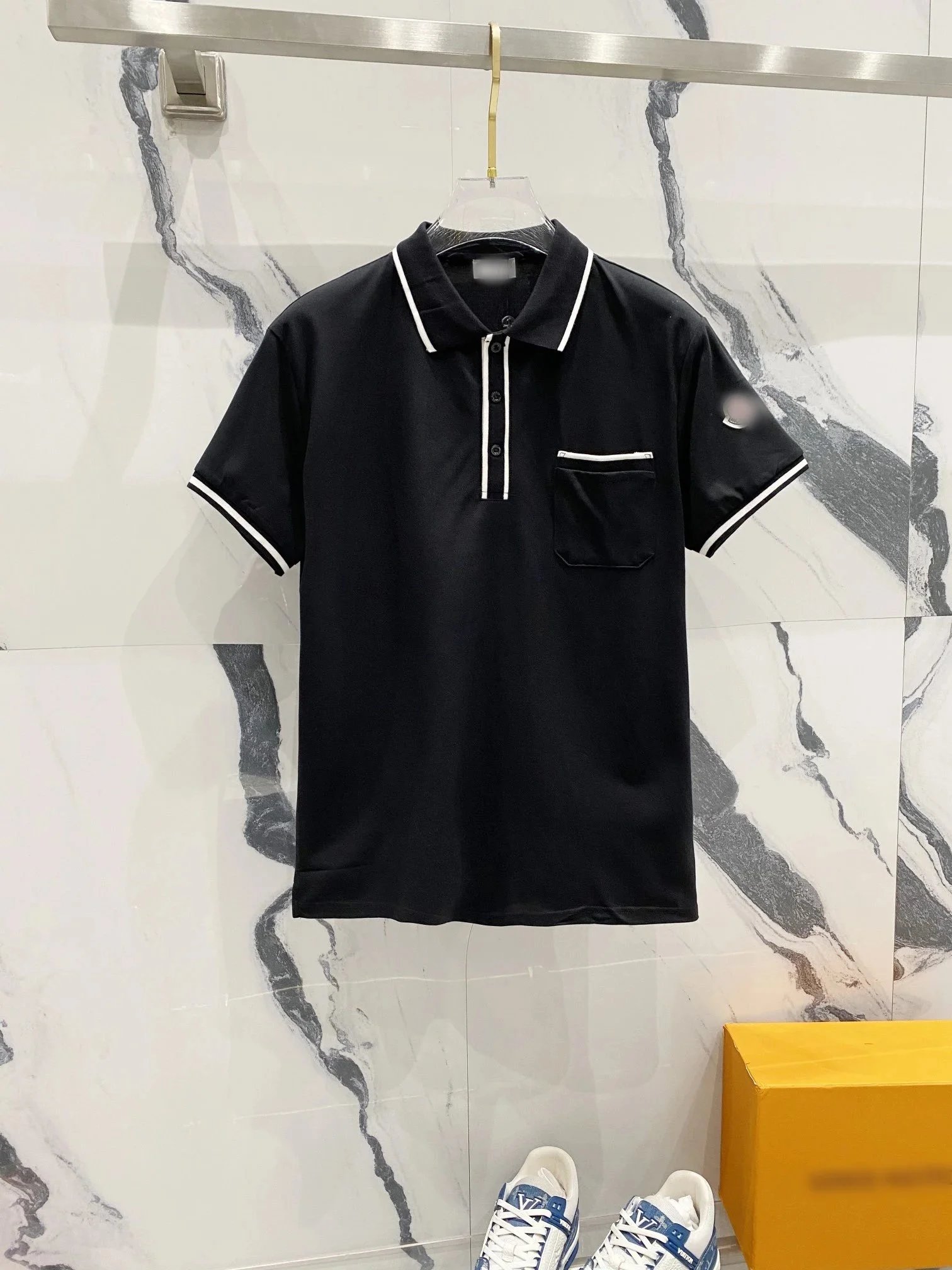 Moncler T-Shirts Short-Sleeve Polo Shirt with Contrast Trim and Logo Patches — 23