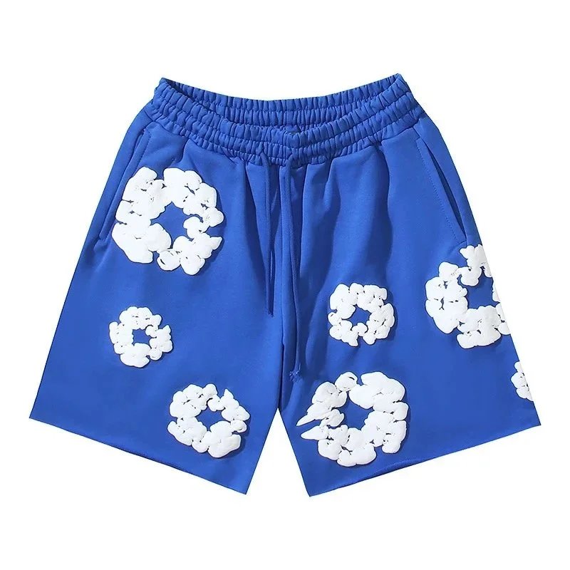 21-Dark blue and white floral shorts