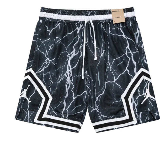 Jordan Black Mesh Basketball Shorts with Lightning Pattern