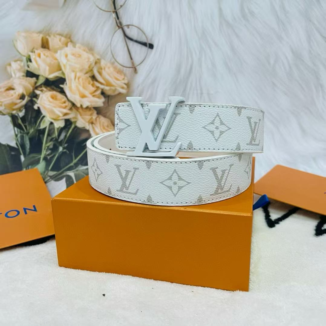 LV Louis Vuitton Black Monogram Leather Belt with Automatic Buckle - rep paski