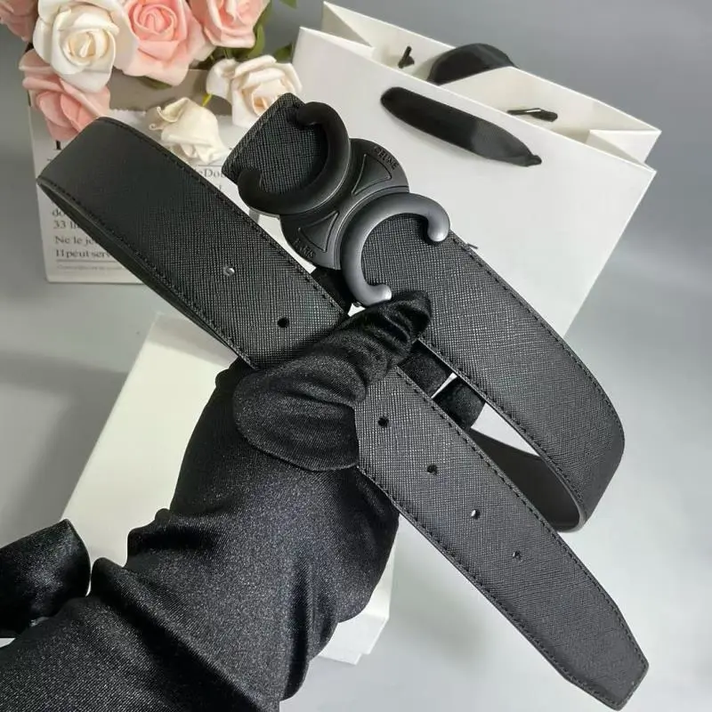 CELINE Triomphe Embossed Leather Belt