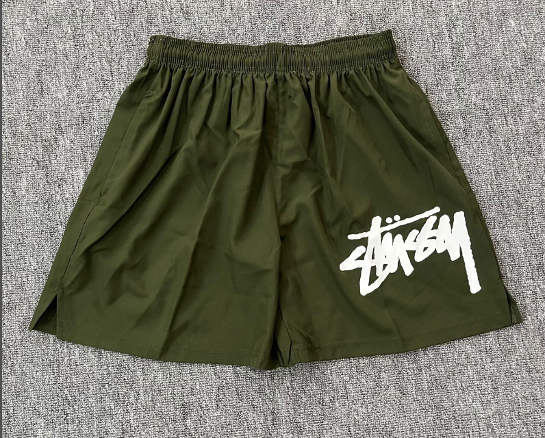Stüssy Olive Green Graffiti Logo Quick-Drying Casual Shorts - rep Stussy