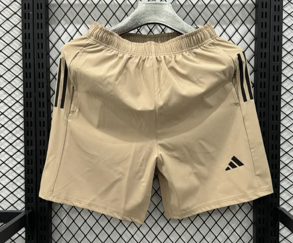 Adidas Khaki Quick-Drying Sports Shorts (5-Inch Inseam) with Three Stripes