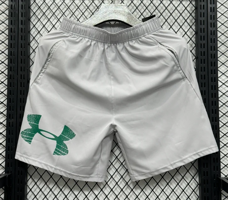 Under Armour green logo white shorts