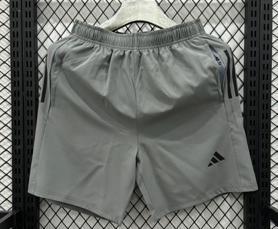 Adidas Quick-Drying Training Shorts — Grey with Black Three Stripes (Mid-Length) - rep Adidas