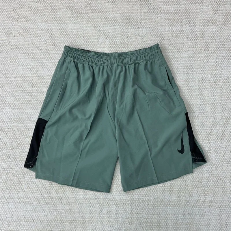 Nike Military Green & Black Color-Block Quick-Drying Training Shorts
