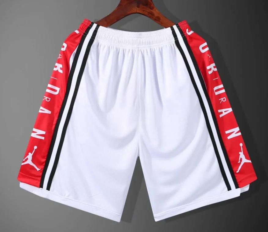 Jordan White Basketball Shorts with Red Side Stripes and Jumpman Logo