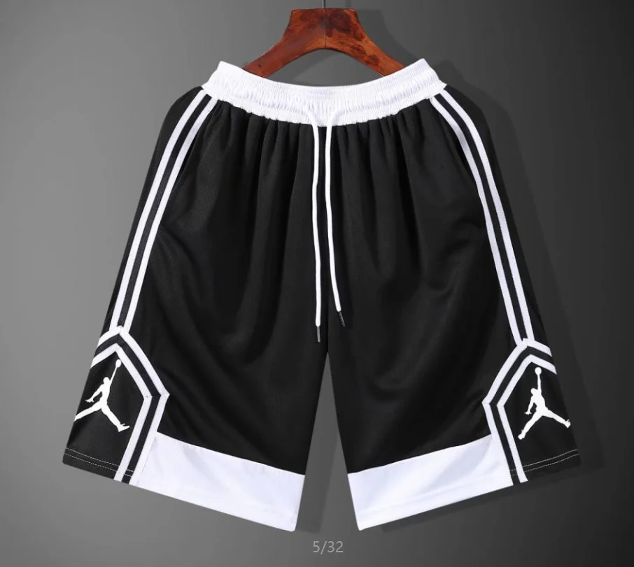 Jordan Black Basketball Shorts with White-Trimmed Diamond-Patterned Jumpman Logo