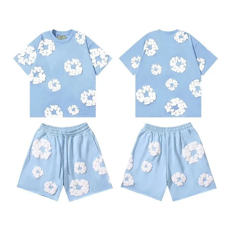 04-Light blue and white flower set