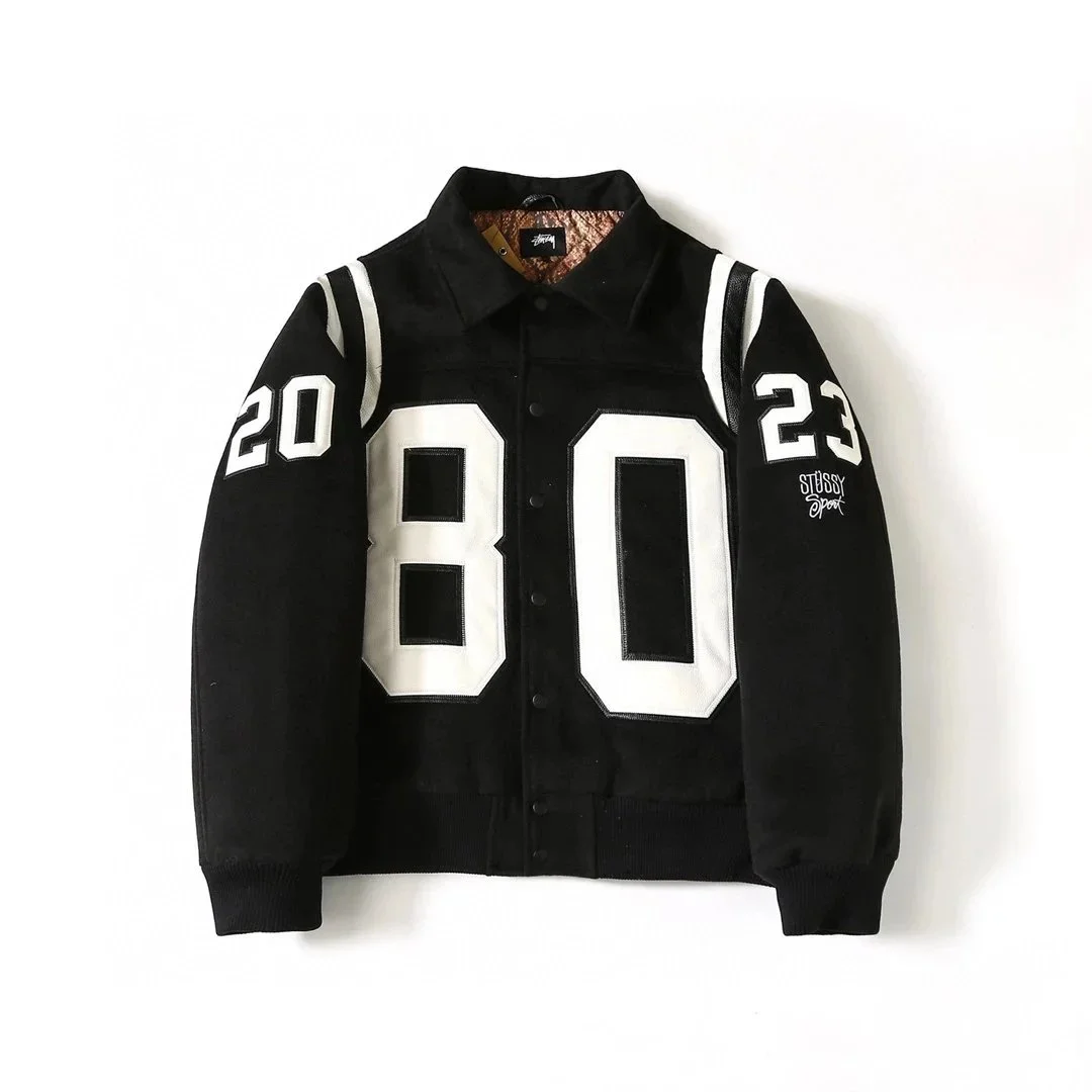 Stüssy '80' Flocked Number Baseball Jacket