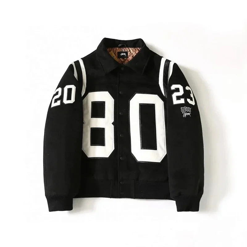 Stüssy '80' Flocked Number Baseball Jacket - rep kurtki