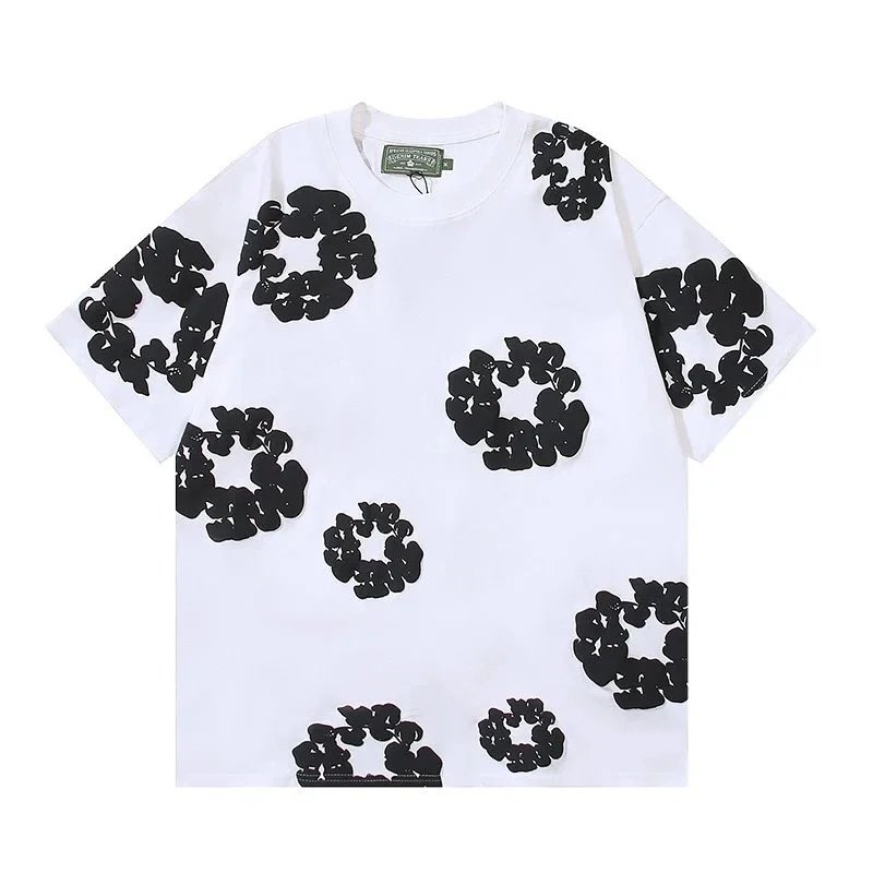 5-All white and black flower short sleeve