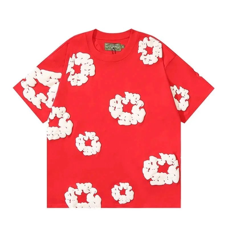 8-All red and white flower short sleeve