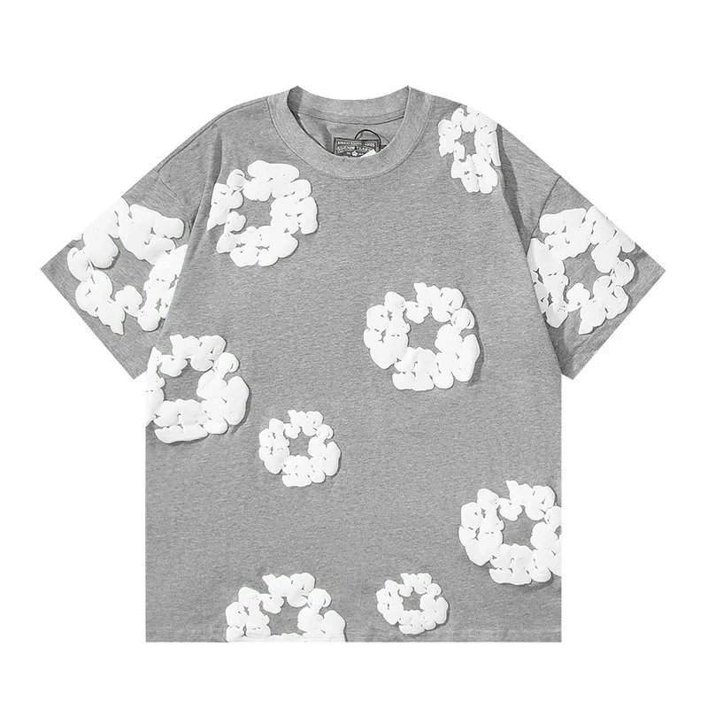 14-All gray and white flower short sleeve