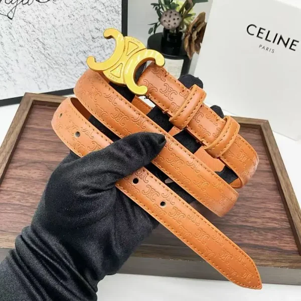 CELINE Triomphe Embossed Leather Belt