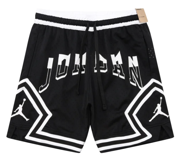 Jordan Black Mesh Basketball Shorts with White Lettering