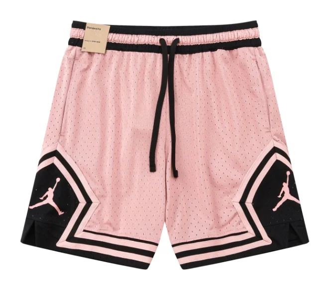 Jordan Pink & Black Color-Block Mesh Basketball Shorts