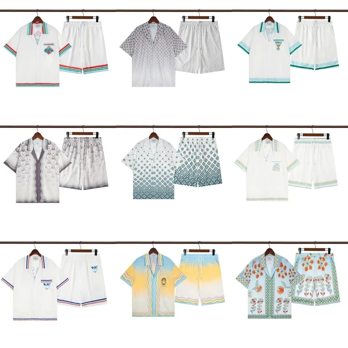 Casablanca is the brand's signature resort-style silk suits, emphasizing French romance and vintage luxury.