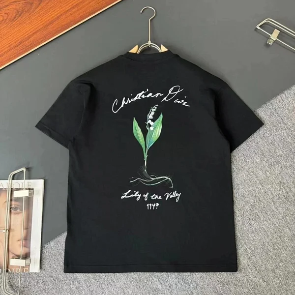 Dior Hand-Painted Lily of the Valley Print Loose-Fit Short-Sleeve T-Shirt