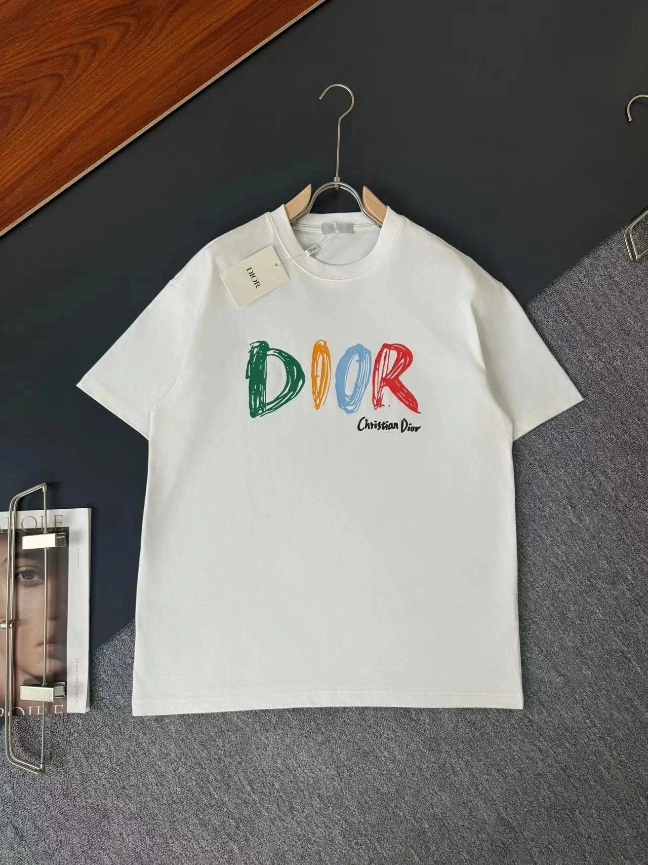 DIOR Letter-Print Cotton Short-Sleeve T-Shirt