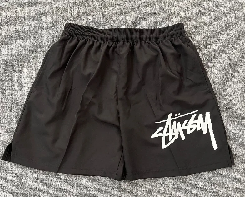 Stüssy Black Quick-Drying Casual Shorts with Handwritten Logo