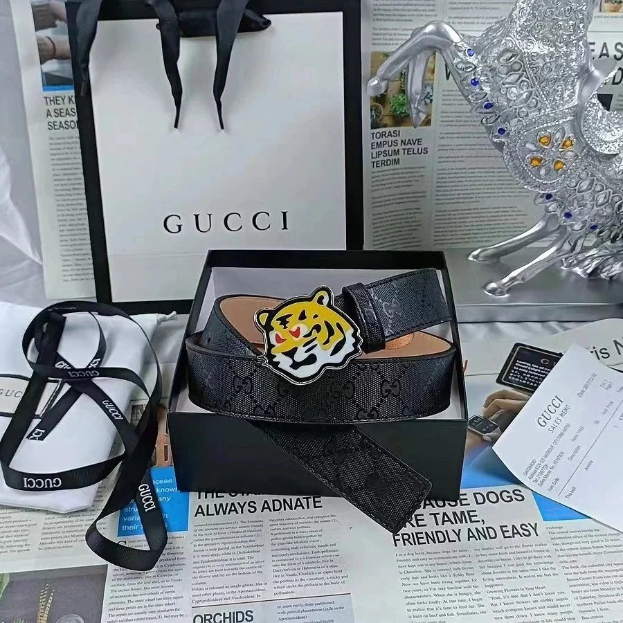 Gucci Tiger-Head Pin-Buckle Belt - rep paski
