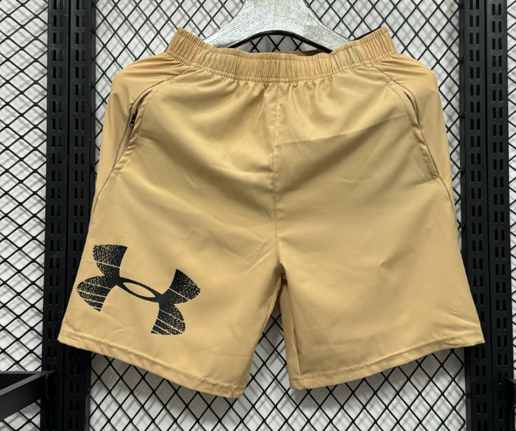 Under Armour Khaki Quick-Drying Athletic Shorts with Large Logo - rep Under Armour
