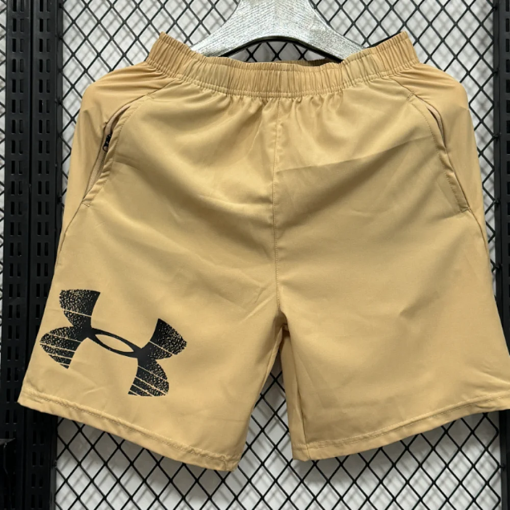 Under Armour Khaki Quick-Drying Athletic Shorts with Large Logo