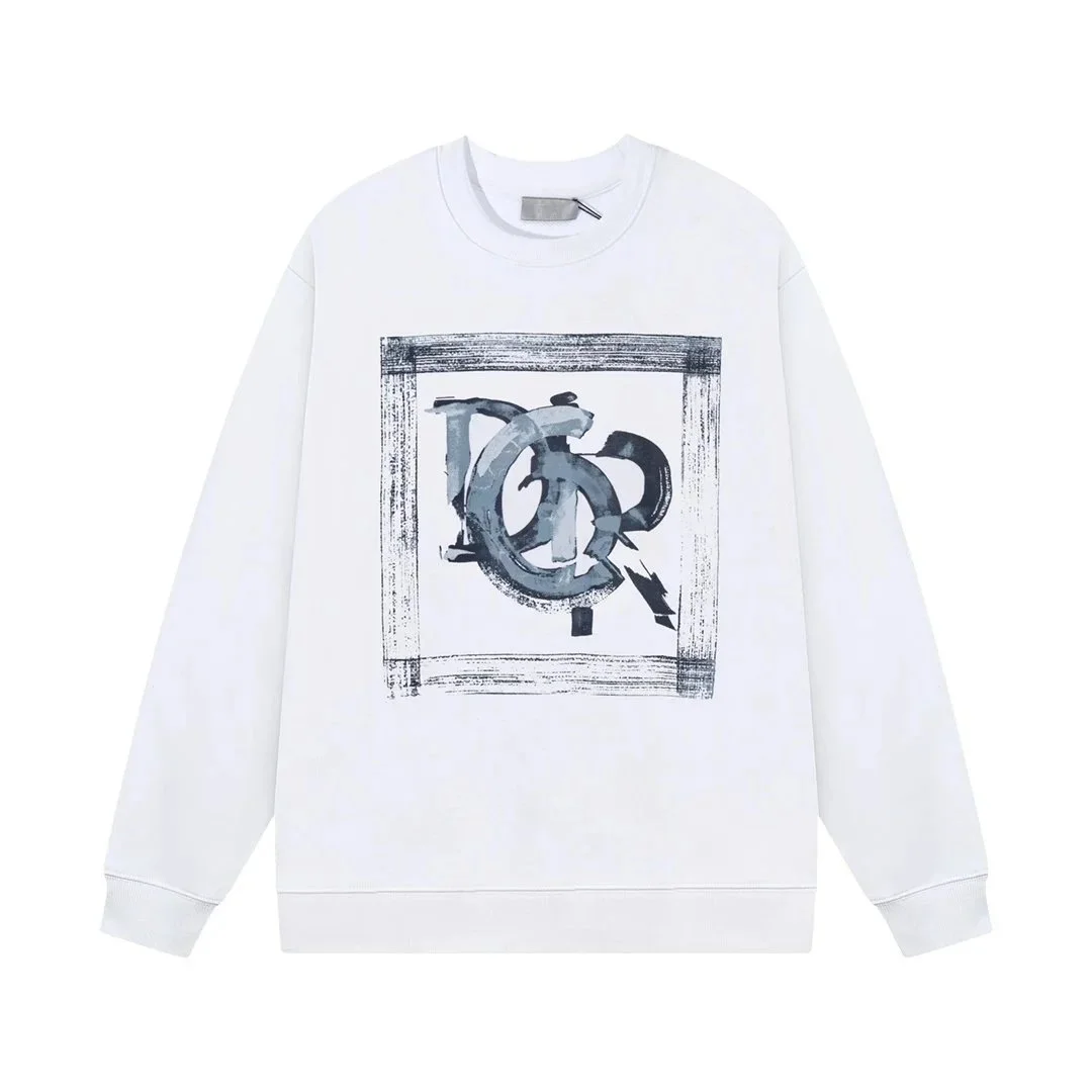 Dior Ink-Style Border CD Logo Crewneck Sweatshirt
