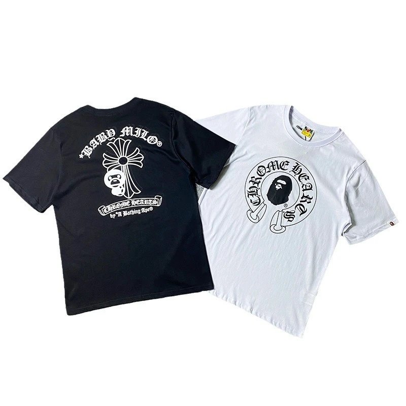🔥BAPE跨境外贸短袖十字架小猴子梵文印花潮宽松纯棉圆领男女T恤 – QC photos preview | CnFans  | 7520041075