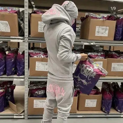 TopSynaworld sports shirt sports pants two-piece set Y2k letter embroidery super large hooded sports pants set
