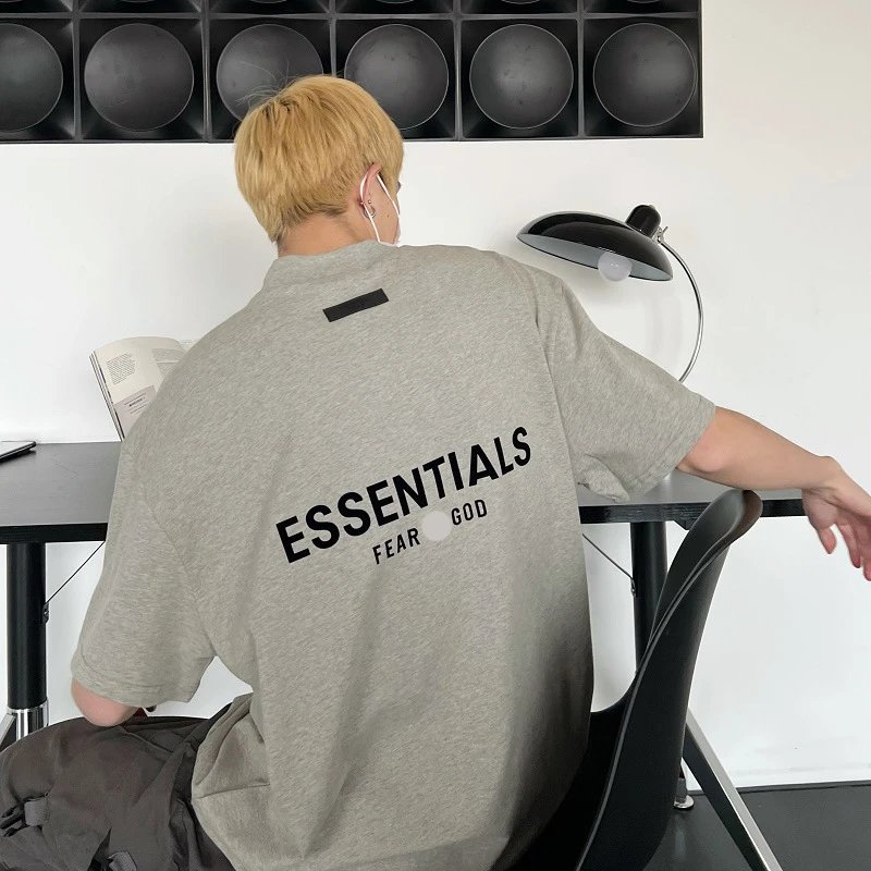 跨境爆款ESSENTIALS短袖男美式高街情侣装纯棉T恤女宽松潮牌ess