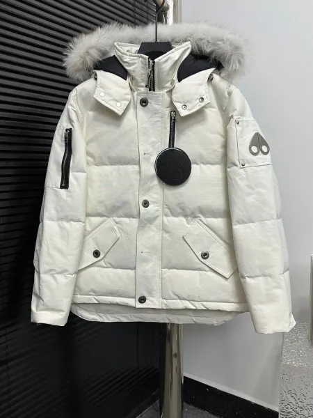 Moose Knuckles Parka White Fur-Trimmed Down Jacket - 1