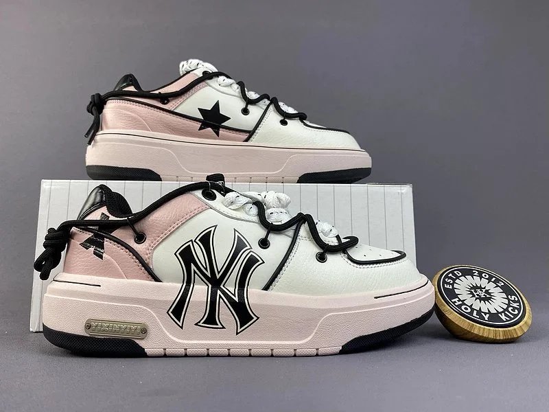 Holy Kicks x New York Yankees NY Star Sneakers White Pink Black Chunky Sneakers