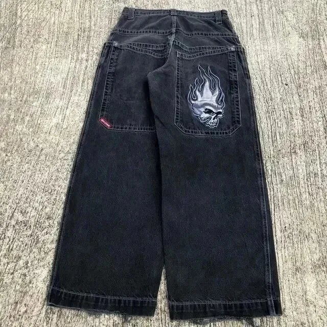 Big Boy Jeans Loose-fit cartoon embroidered — N38 Black Gray