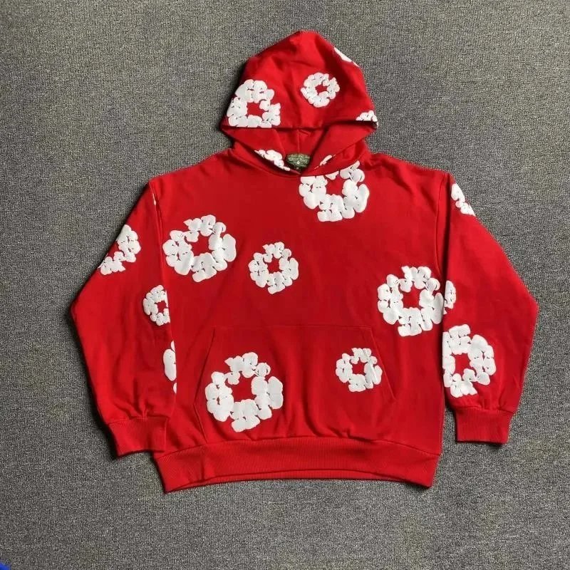 Supreme Box Logo Red Hoodie with White Floral Pattern