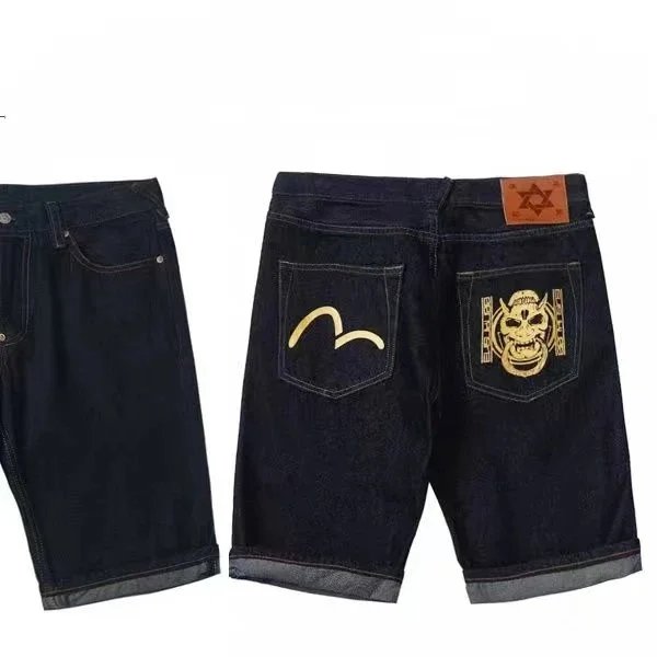 Evisu Evisu Gold Embroidered Denim Shorts Navy