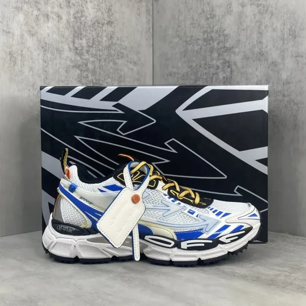 Off-White x Asics Gel-Kayano 14 White Blue Yellow Sneakers - 1