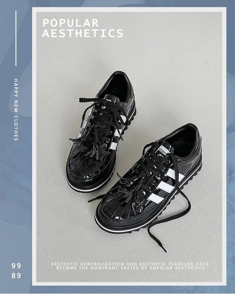 Adidas Originals Superstar Platform Patent Black White Sneakers - 3