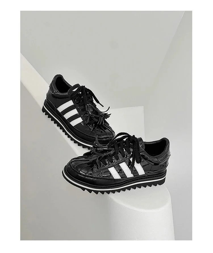 Adidas Originals Superstar Platform Patent Black White Sneakers - 9