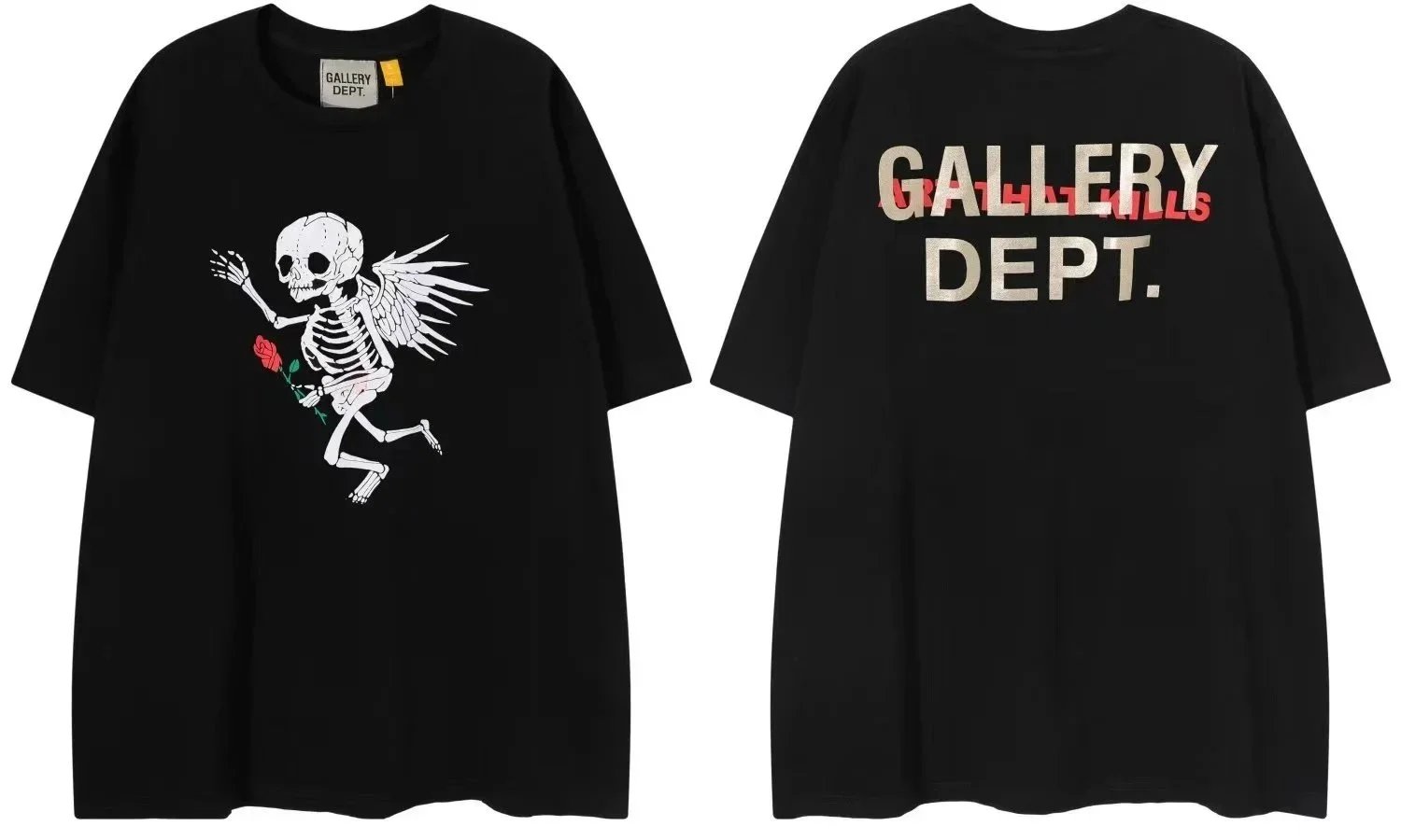 Gallery Dept. Graphic Print Black Off White Olive Green Oversized T-Shirt