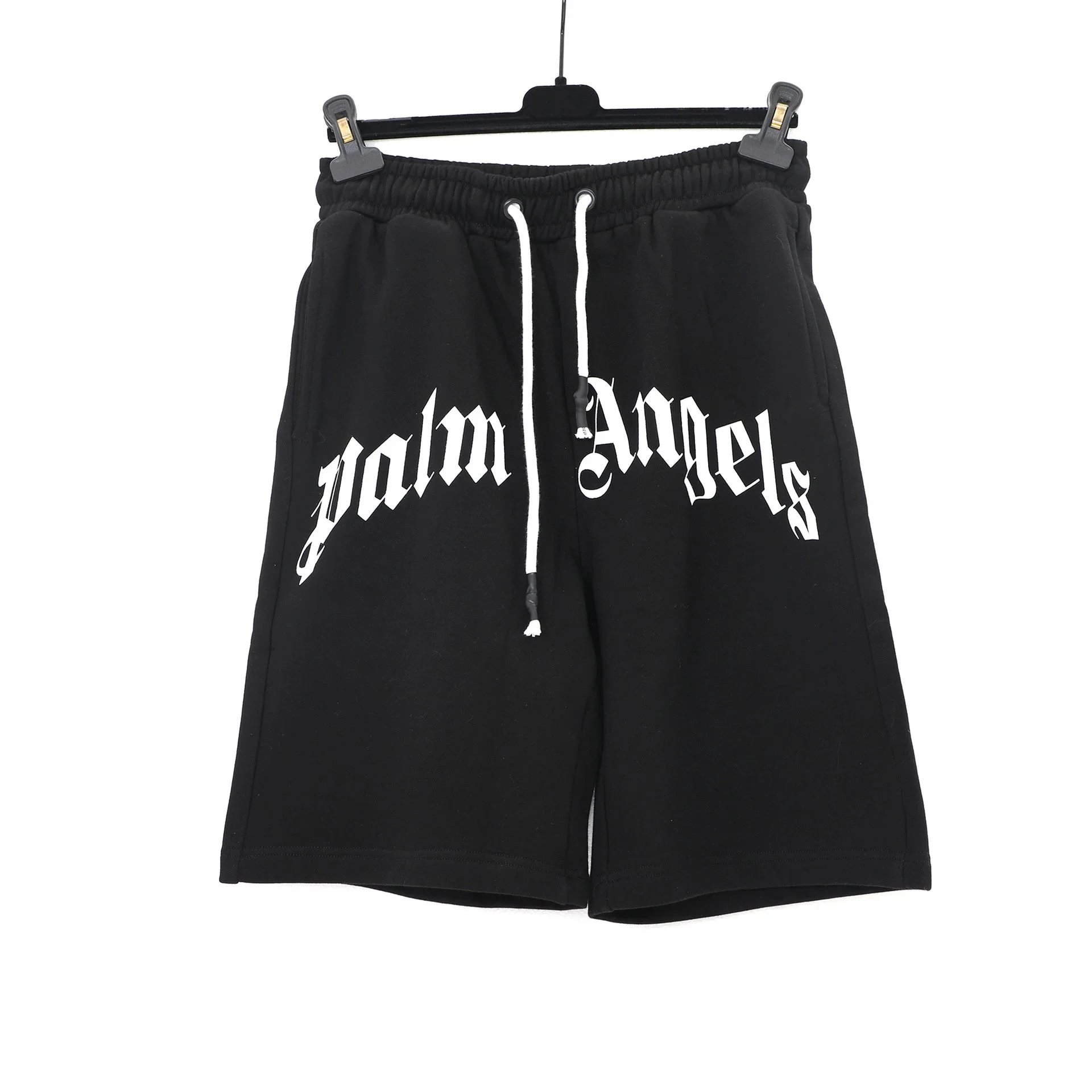 Palm Angels Palm Angels Black Cotton Shorts with White Logo Black