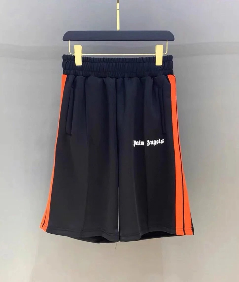 Palm Angels Palm Angels Black and Orange Track Shorts Black